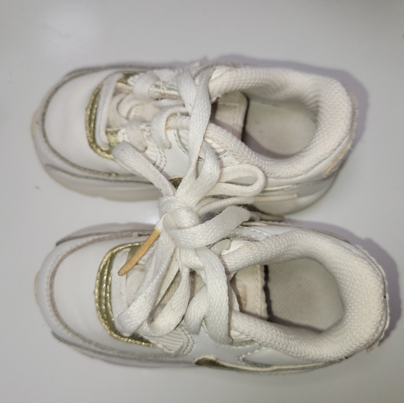 INFANT NIKE AIR MAX 90 LTR WHITE GOLD TRAINERS Size 5C - Picture 4 of 5
